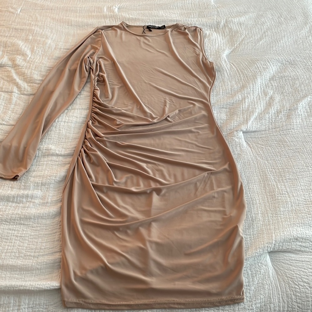 One Sleeve Ruched Dress